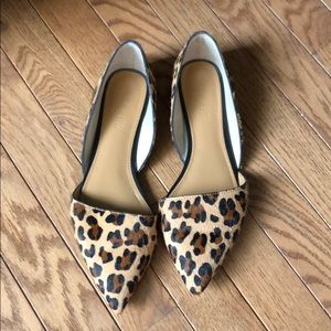 J Crew calf hair leopard d’orsay flats